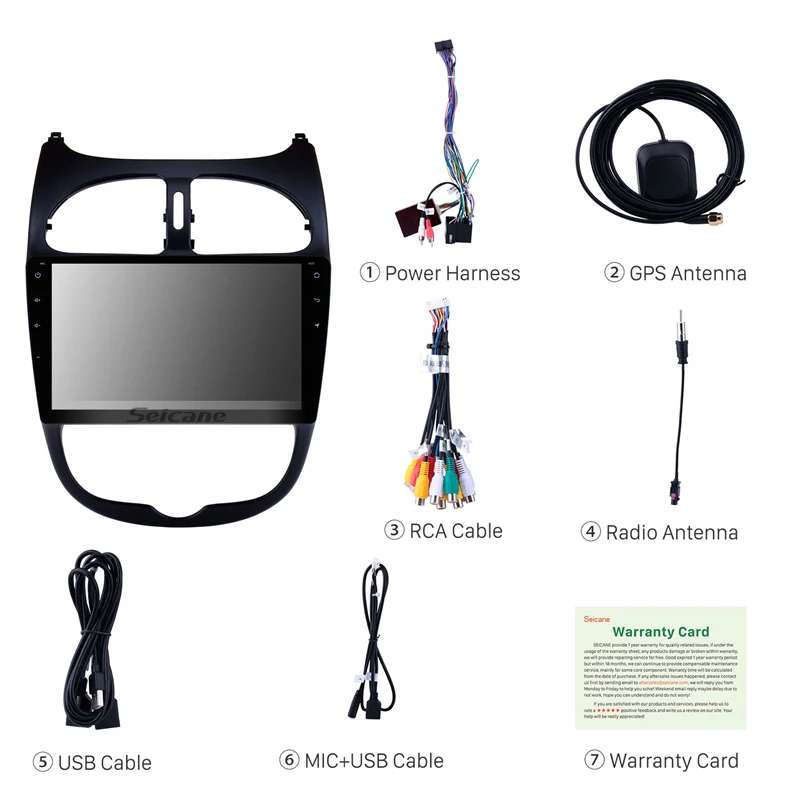 Clearance Seicane Android 9.0 9 inch Car Autostereo for 2000-2016 PEUGEOT 206 Head unit GPS Navi Radio SWC Bluetooth FM Mirror Link Wifi 3