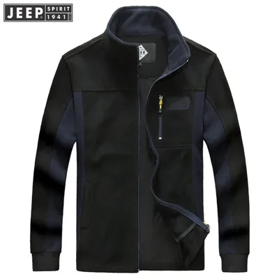 JEEP SPIRIT/Осенняя флисовая куртка для мужчин; Модная Повседневная ветровка; теплое пальто; мужская куртка-бомбер с воротником-стойкой и длинным рукавом - Цвет: As Picture