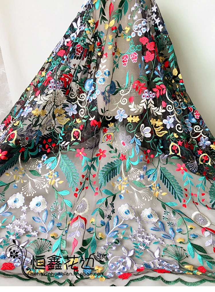 LASUI 1 ярд топ красочные черные сетки вышивка кружево ткань сад модная одежда юбка платье diy декоративные X0607