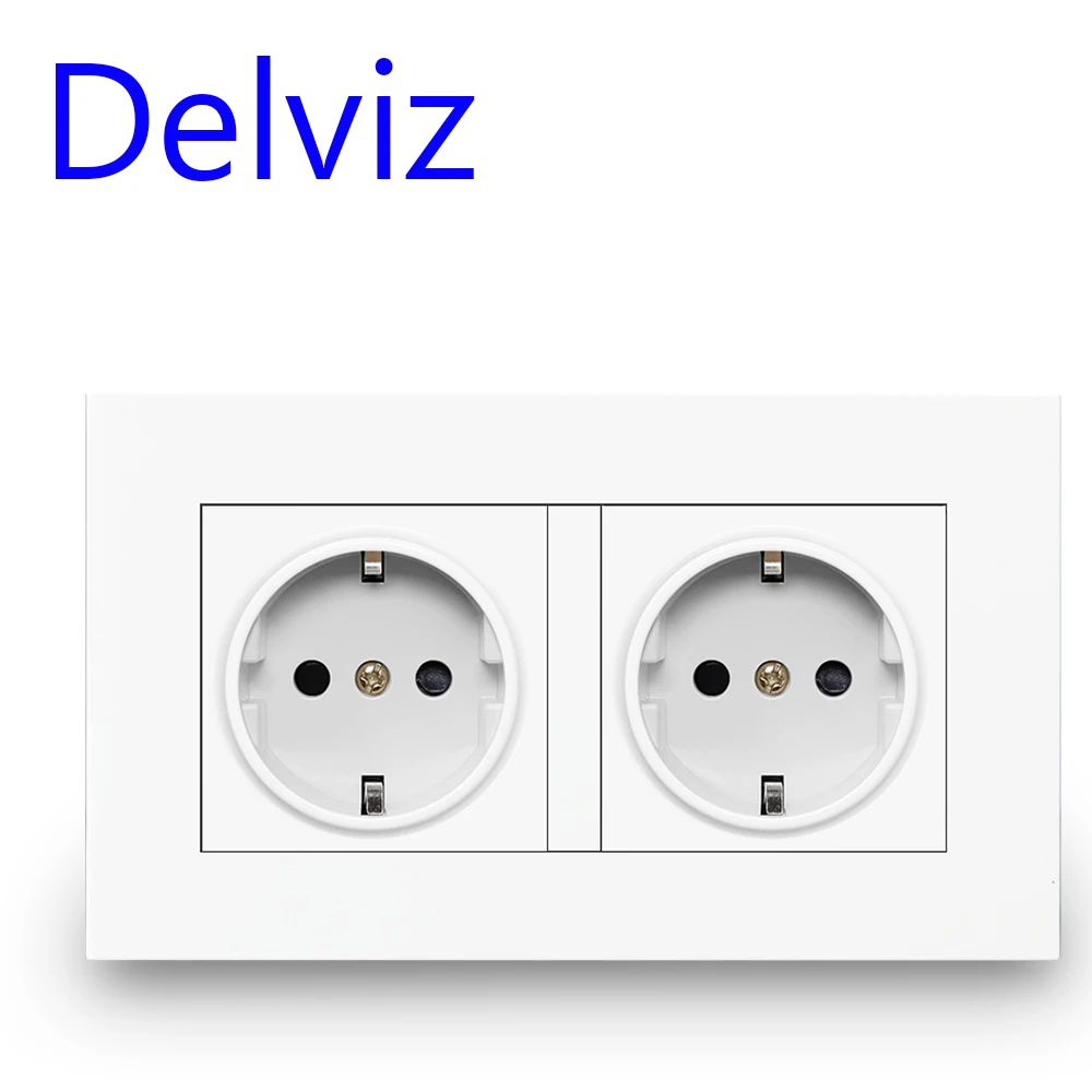 Delviz EU Standard USB socket, Double Outlet,16A Quality power panel AC 110~250V 146mm * 86mm,Double frame Wall USB Power Outlet images - 6