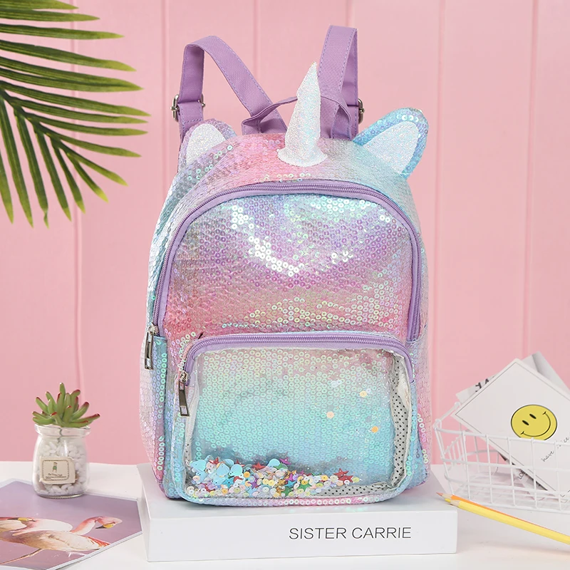 [New Arrival] Glitter Sequin Unicorn Versus Mermaid Transparent Backpack