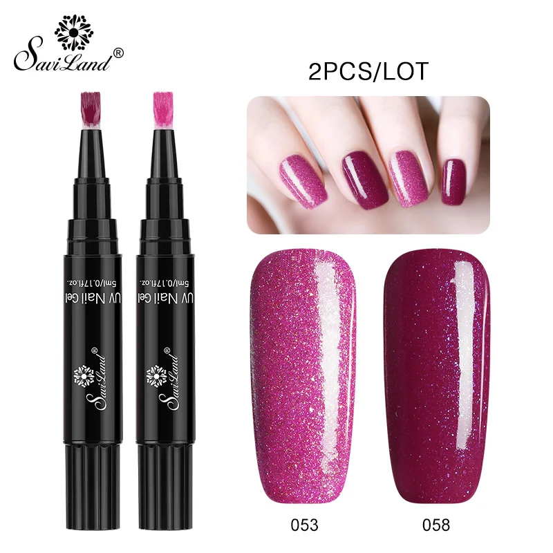 Saviland 3 шт./лот набор гель-лаков UV Vernis полуперманентный праймер верхнее покрытие 5 мл полигель лак для ногтей маникюрный гель - Цвет: 053 n 058