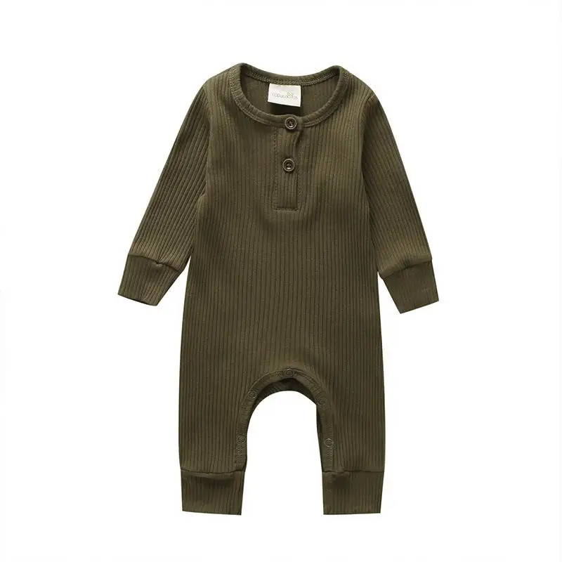 Г. Осенняя одежда для малышей 0 до 24 месяцев, детские комбинезоны в рубчик для маленьких девочек и мальчиков, однотонный Детский комбинезон одежды снаряжение с длинными рукавами - Цвет: HA09659green