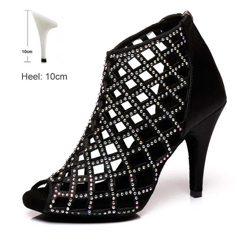 Обувь для бальных танцев; стразы для женщин и девочек; женская обувь для Танго/бальных танцев/латинских танцев на высоком каблуке; домашняя танцевальная обувь; Прямая поставка - Color: 10cm heels
