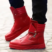 Модные мужские Ботинки martin; высокие кроссовки на молнии; повседневная кожаная обувь в стиле хип-хоп; обувь для уличных танцев на толстой платформе со шнуровкой