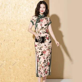 

Chinese traditional costume Retro qipao dress 2020 spring new style Chinese style Show body long style Upscale cheongsam dress