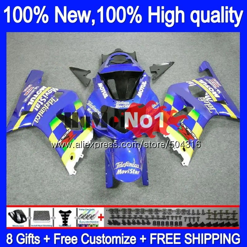 Средства ухода за кожей для SUZUKI GSXR 600 750 CC GSXR600 2001 2002 2003 Movistar Синий 14MC. 69 GSXR750 GSX-R600 01 03 GSXR-600 K1 01 02 03 обтекатель - Цвет: No. 1