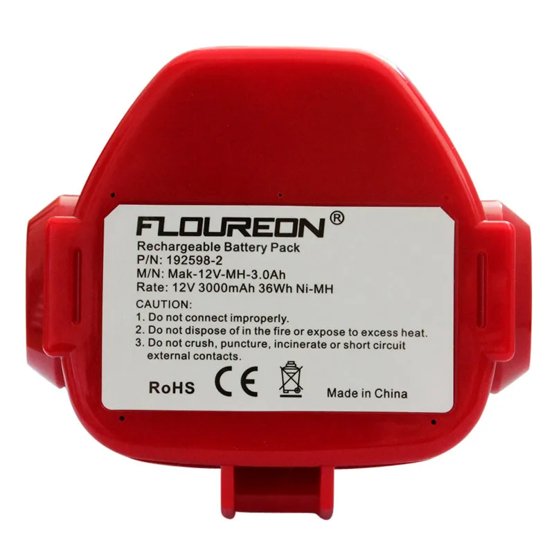Floureon 12V 3000 мА/ч, Перезаряжаемые Мощность инструменты Батарея для Макита дрель PA12 1050 1220 1222 1234 4000 5000 6200 6300 серии металл-гидридных или никель