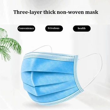 

50Pcs Disposable Protective Mask 3 Layer Mouth Face Mask Anti-Dust Anti-Fog Meltblown Earloop Mouth Mask