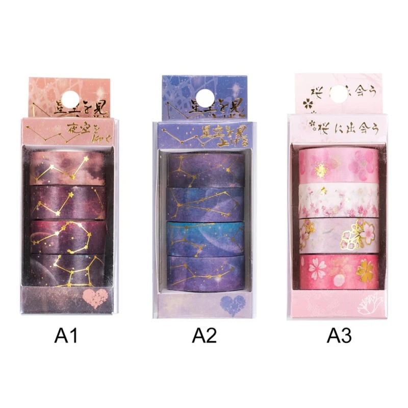 4 рулона печатные Washi клейкая лента декоративные настольные лампы для декоративно-прикладного искусства DIY подарочная упаковка