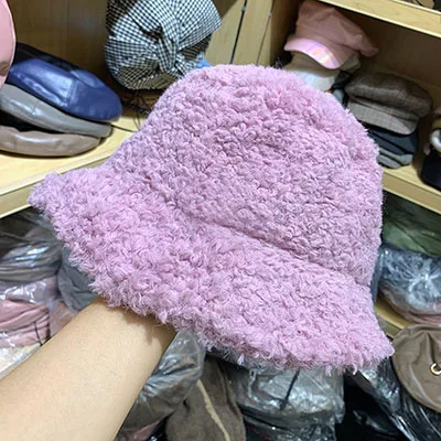Light Purple 8 цветов, зимняя женская панама из овечьей шерсти, однотонные универсальные рыбацкие шапки, модные уличные теплые козырьковые кепки Harajuku - Color: Light Purple