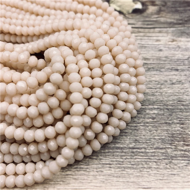 190 Pcs /strand Colorful 2x3mm Crystal Rondell Faceted Glass Beads Small Beads Sead Beads for Jewelry Making Diy - Цвет: Cream