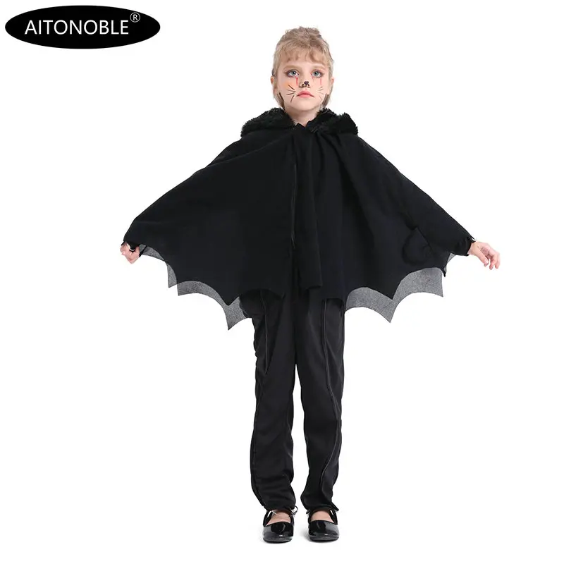 Aitonoble New Costume Child Cute Girls Costume Supergir Cloak Kids Cloak Cosplay Halloween Manteau