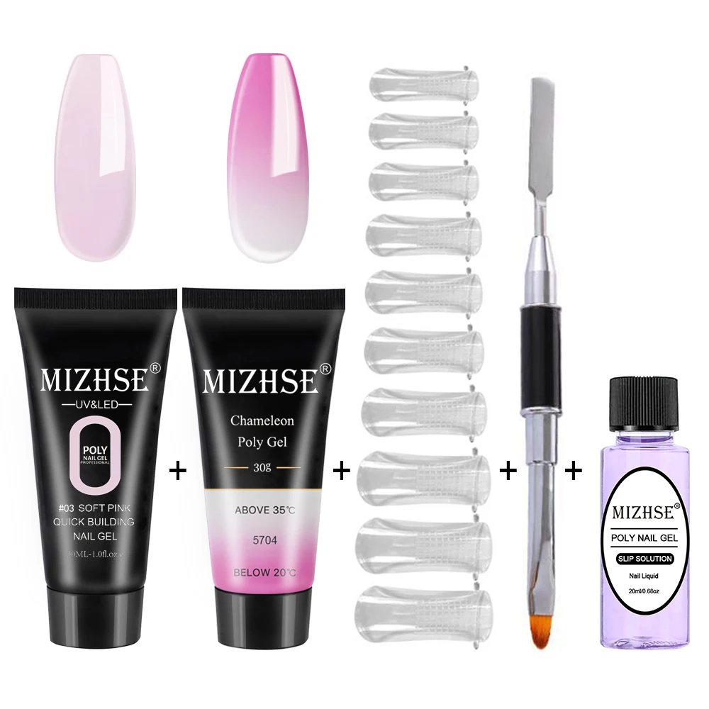 P03 and WB5704 MIZHSE Crystal Jelly Gum Poly Gel Set 30ml Crystal Jelly Builder Nail Finger Extension Hard UV Gel Lacquer Manicure Tips - Цвет: P03 and WB5704
