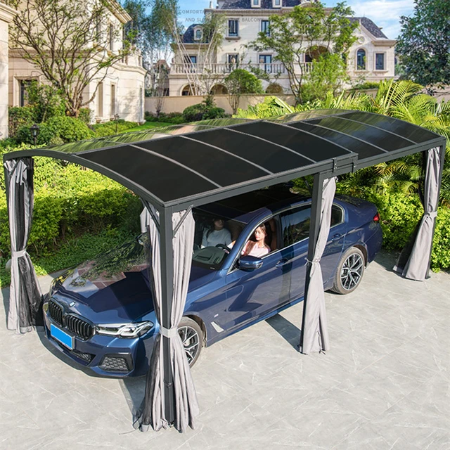 2,9x5,45 Meter bewegliche Garage Outdoor-Markise Schieben Regenschutz  Schuppen Aluminium PC-Board Auto Shade