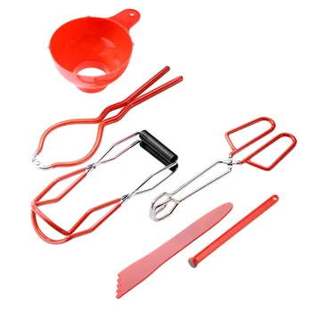 

6pcs Kitchen Tool Practical Wrench Anti Scalding Jar Lifter Bubble Remover Clamp Tongs Non Slip Canning Kit Stainless Steel Home