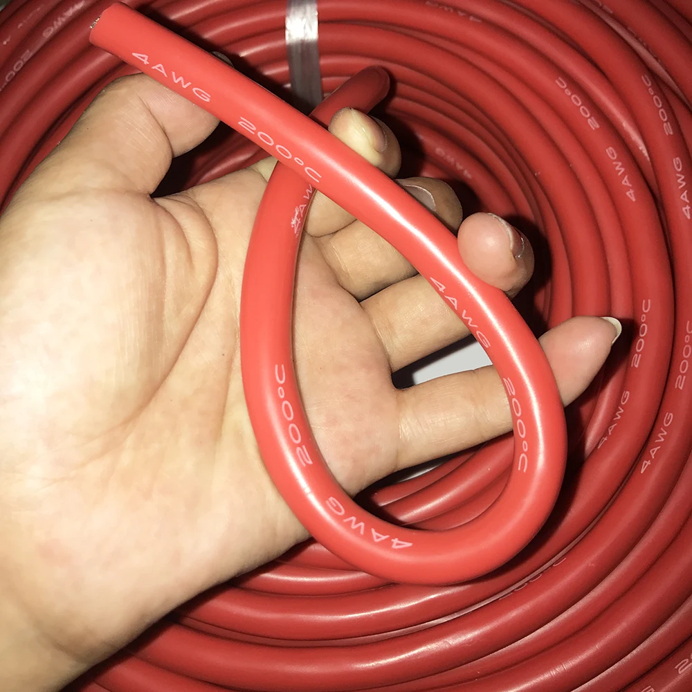 Силиконовый провод 4 AWG кабель Калибр красный черный луженый медный провод мягкие провода 4AWG-60-200 градусов высокая температура линии