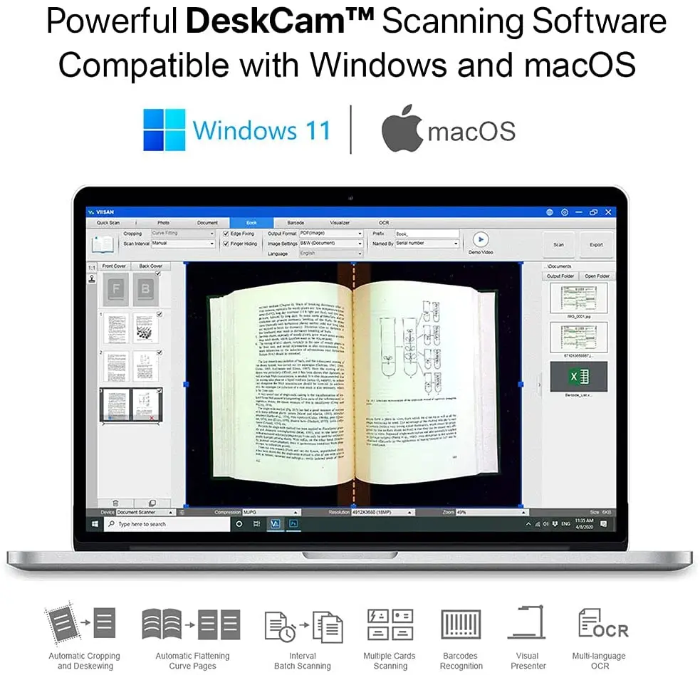 VIISAN VK16 Book Document Scanner High Definition 16MP Portable Scanner for Office TeacherCapture Size A3 Multi-Language - 4