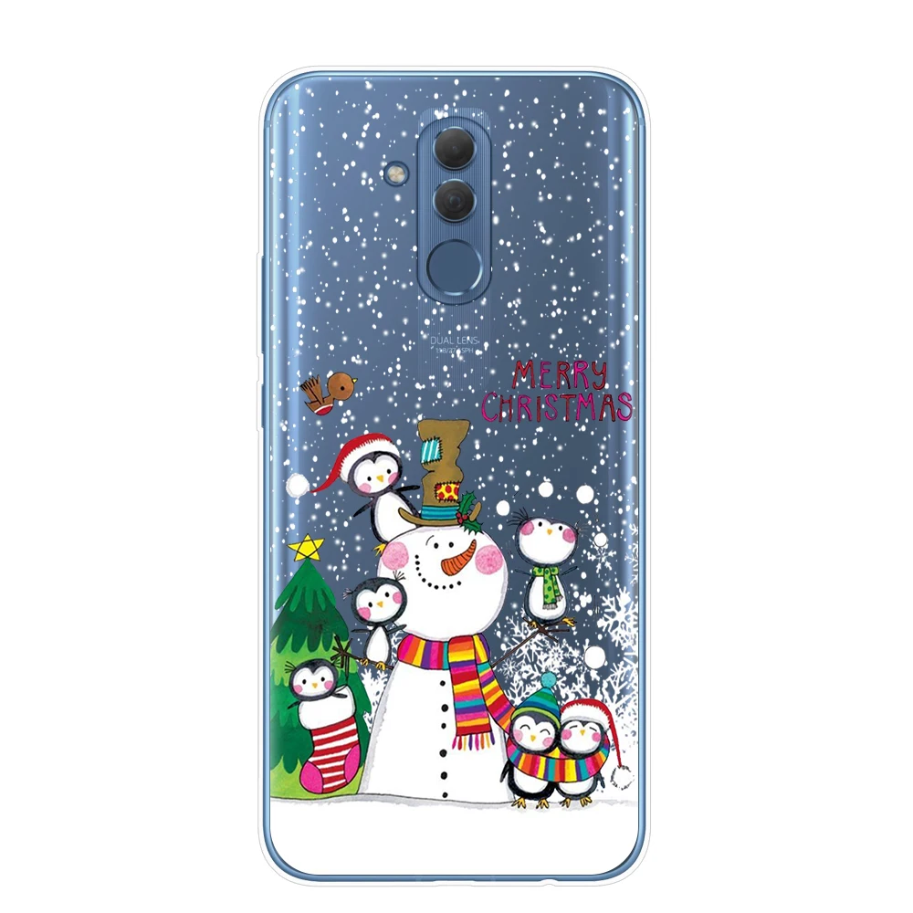 Веселый Чехол для телефона с рождественским рисунком для Huawei Mate 10 20 30 Lite рro Y5 Y6 Prime Y9 милые Санта Клаус Лось мягкие чехлы из термополиуретана чехлы