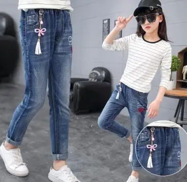 9002 jeans Коллекция года, Осенняя детская одежда джинсы для девочек повседневные тонкие джинсы для маленьких девочек, джинсы для крупных детей длинные штаны - Цвет: 9002 jeans
