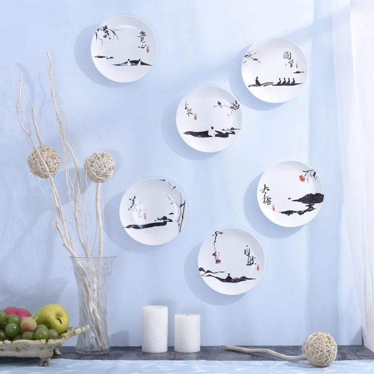 New Chinese Zen Lotus Wall Hanging Plate Restaurant Home Study Room Interior Wall Decoration Pendant Decoration Decorative Plate