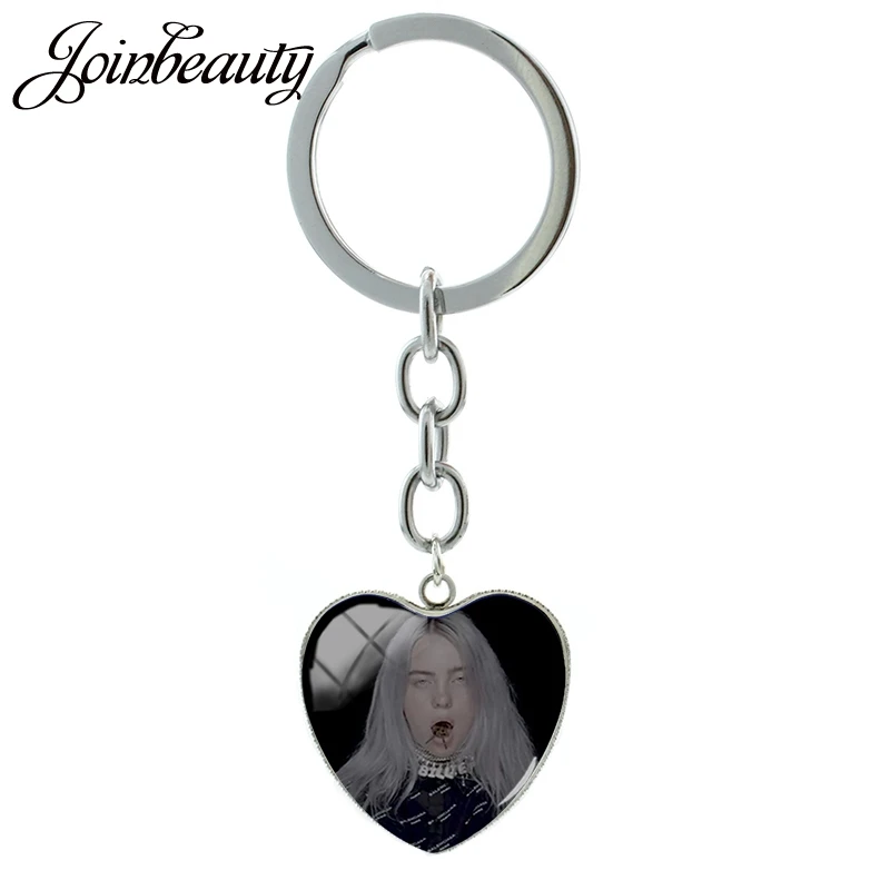 JOINBEAUTY в форме сердца Горячая Billie Eilish фото брелок стеклянный купол для ключа подвесные аксессуары для сумок DIY вентиляторы подарок HB01 - Цвет: HB36