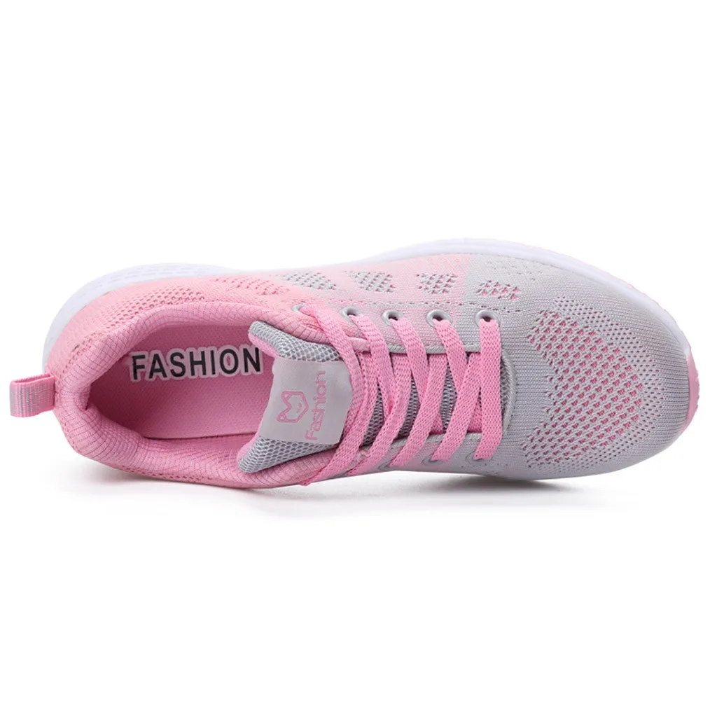 KANCOLLE Ladies Fashion Casual Simple Leisure Mesh Breathable Lace-Up Sneakers Walking Comfortable Outdoor Running Shoe 104#4