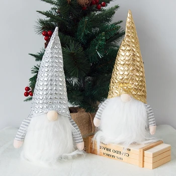 

Handmade Swedish Gnome Tomte Doll Ornaments with Beard Long Hat Christmas Elf Decoration