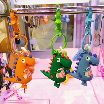 

1Pc Cartoon Cute Dinosaur Key Ring Keychains For Women Girl Gift Bag Building Blocks Bell Key Chain Rings DIY Doll Hanging