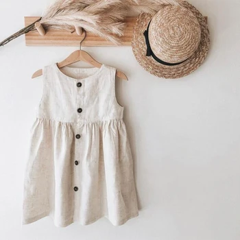 

2020 Infant Summer New Girls Cotton Solid Color Sleeveless Princess Dress Children A- Line Dresses Toddler Kids Casual Dress