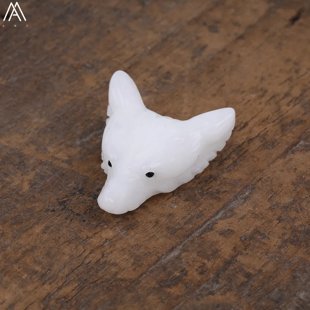 3PCS/Lot 30x38mm Drilled Carved Wolf Head Natural Stone White Jades Pendant Necklace Women Figurine Healing Jewelry XG-18AMAH | Украшения и