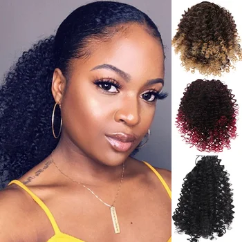 

DIFEI drawstring puff ponytail afro kinky curly synthetic hair extension clip in pony tail for african american hair extension