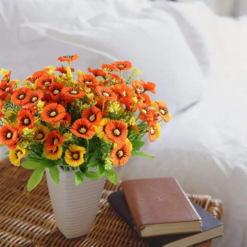 Искусственная ромашка цветы кусты 4 шт. цветочные пряди искусственные растения