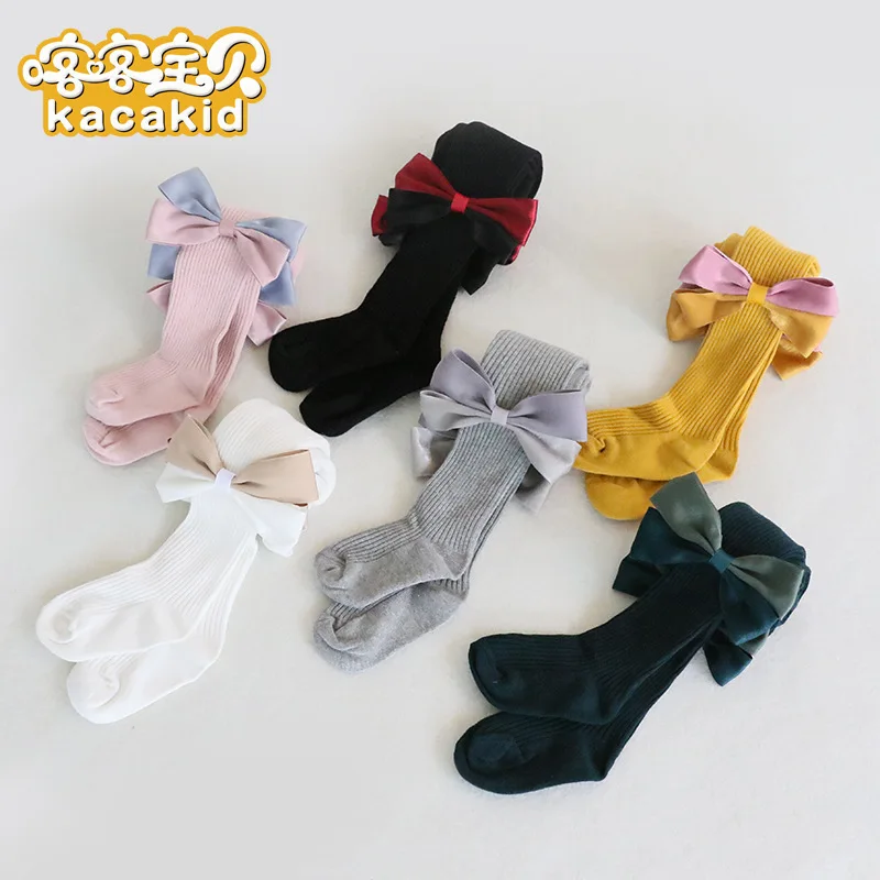 

Spring New Style Children's Socks Girls Mixed Colors Bow Patyhose Sweet Versatile Children Princess Socks School Uniform Socks