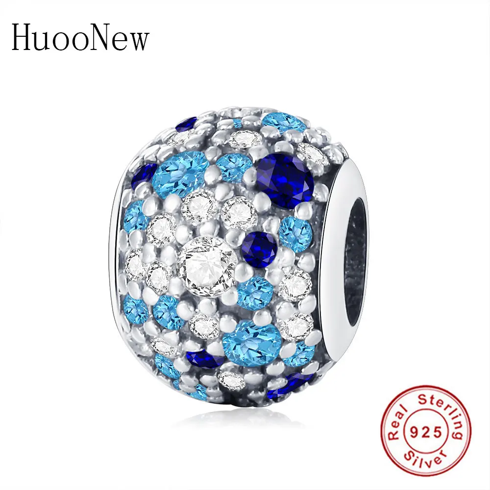 Fit Original Brand Charm Bracelet Necklace 925 Sterling Silver Ocean Mosaic Blue Zirconia Reflexion Bead Making Berloque 2019 | Украшения и