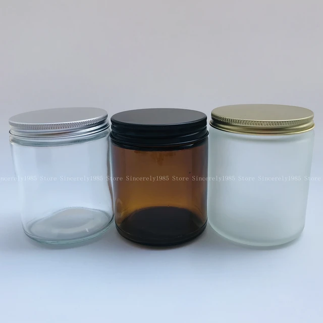 6pcs Glass Candle Jars With Lid Wholesale Empty Candle Container 100/250ml  Glass Jars For DIY Homemade Scented Candles