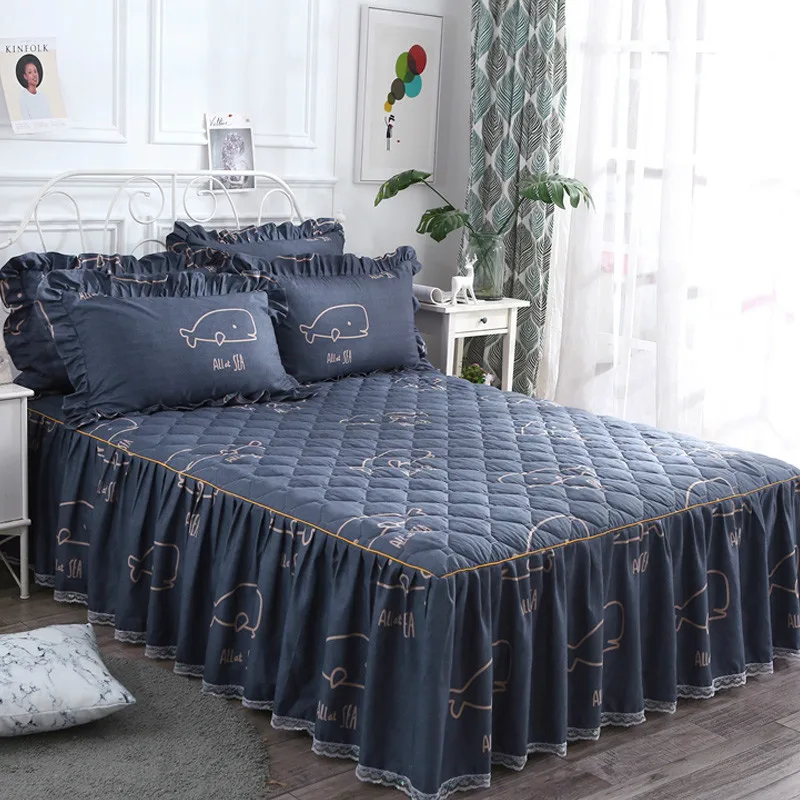 

Thick Cotton Bed Skirt Bedspread Bed Skirt Non-Slip Cotton bed set bedding set luxury home comforter set