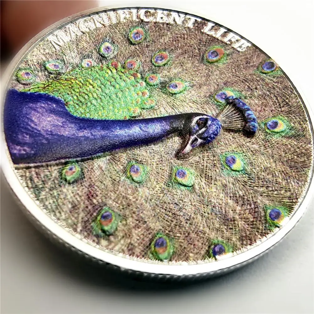 Коллекционные монеты павлина рельефа серебряные монеты с животными 40 мм