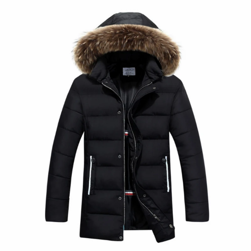 

2019 Men's Medium Length Coat Cotton Parka European American Outerwear Loose Cotton Clothing Male Jacket Parka Winter Keep Warm