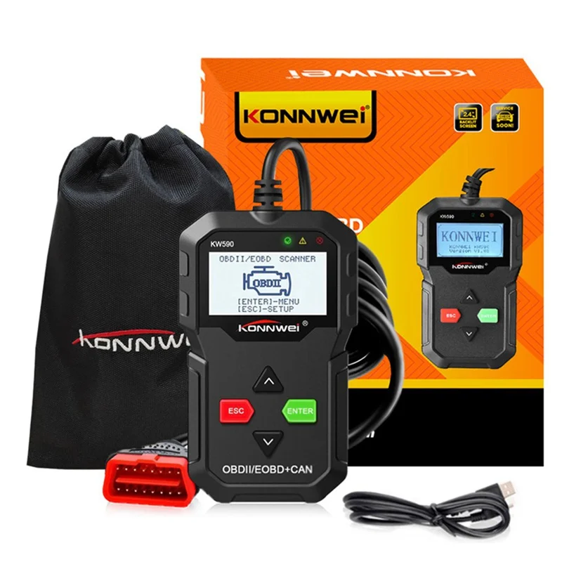 

KONNWEI ODB2 Automotive Scanner KW590 OBD2 OBD Diagnostic Scanner in Russian Car Code Reader Auto Scanner Better AD310 ELM327