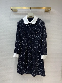

2020 New Women Runway designer Retro Star Print Dress