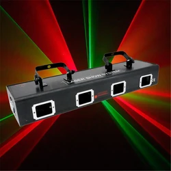 Faisceau laser rouge et vert à quatre lentilles, DJ Disco fête, effets, lumières professionnelles, projecteur d'éclairage de scène DMX512 