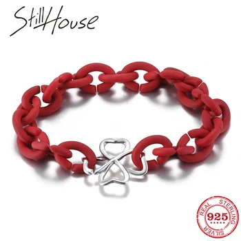 

Hot sale High qualityr hollow Luck Clover Red Hard Rubber Hand accessories for women man bracelets Jewelry Diy gifts