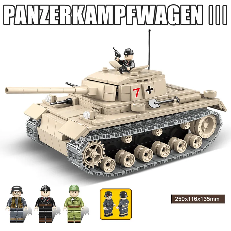 

711pcs LegoINGlys Military Heavy German Building Blocks Fit No.3 Tank Bricks WW2 Army Police Soldier Toy for Kids Gifts 100067