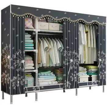 

Cloth wardrobe steel pipe bold reinforcement double assembly simple economical simple wardrobe storage cabinet
