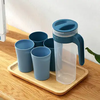 

Household Transparent Sealed Cold Kettle Set Plastic Large-capacity Fruit Juice Jug Resistant Kettle 1000ml With 4 Cups