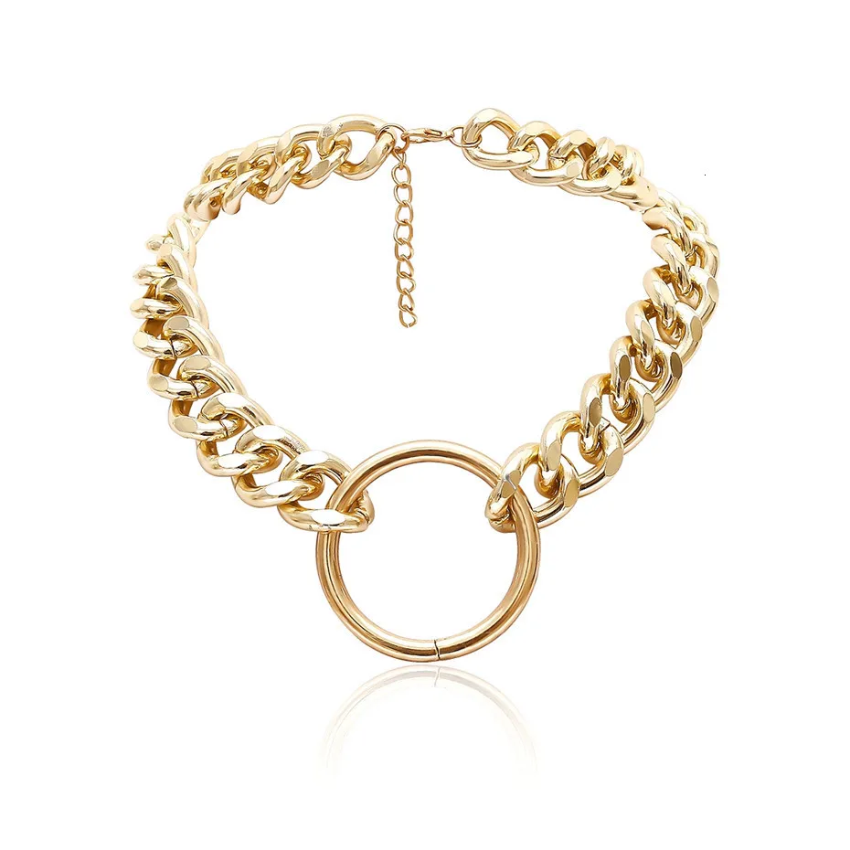 Ingemark винтажное толстое ожерелье с цепочкой, преувеличенное золото и серебряный круглый кулон, ожерелье-чокер, массивное ювелирное изделие для пары