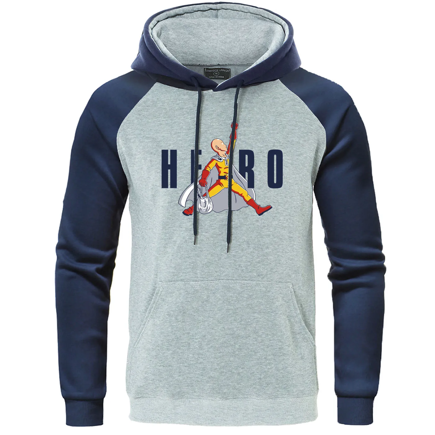 One Punch Man Hoodie Sweatshirt men Cosplay Costume mens Autumn Warm Pullover casual Anime saitama Hero Raglan Hooded Streetwear | Мужская