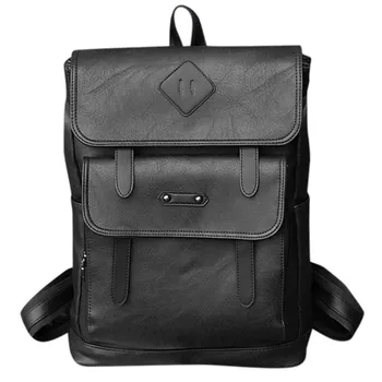 

Men's Retro Backpack Leather Bag Simple Computer Bag Large Capacity fashion trend student bag PU leather bag 2020 New рюкзак
