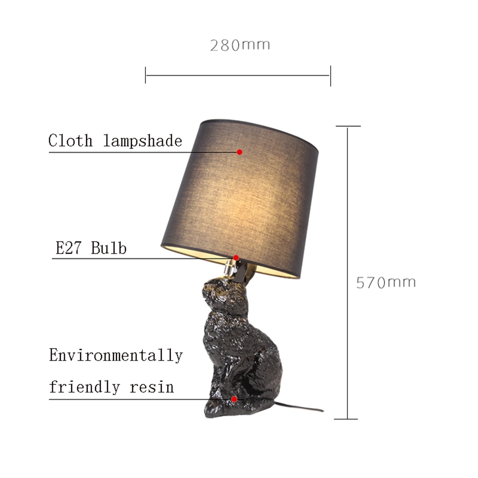 Современный светодиодный Настольный светильник художественная смоляная заячья форма лампы настольные лампы для спальни гостиной Декор интерьера светильник на прикроватный столик освещение